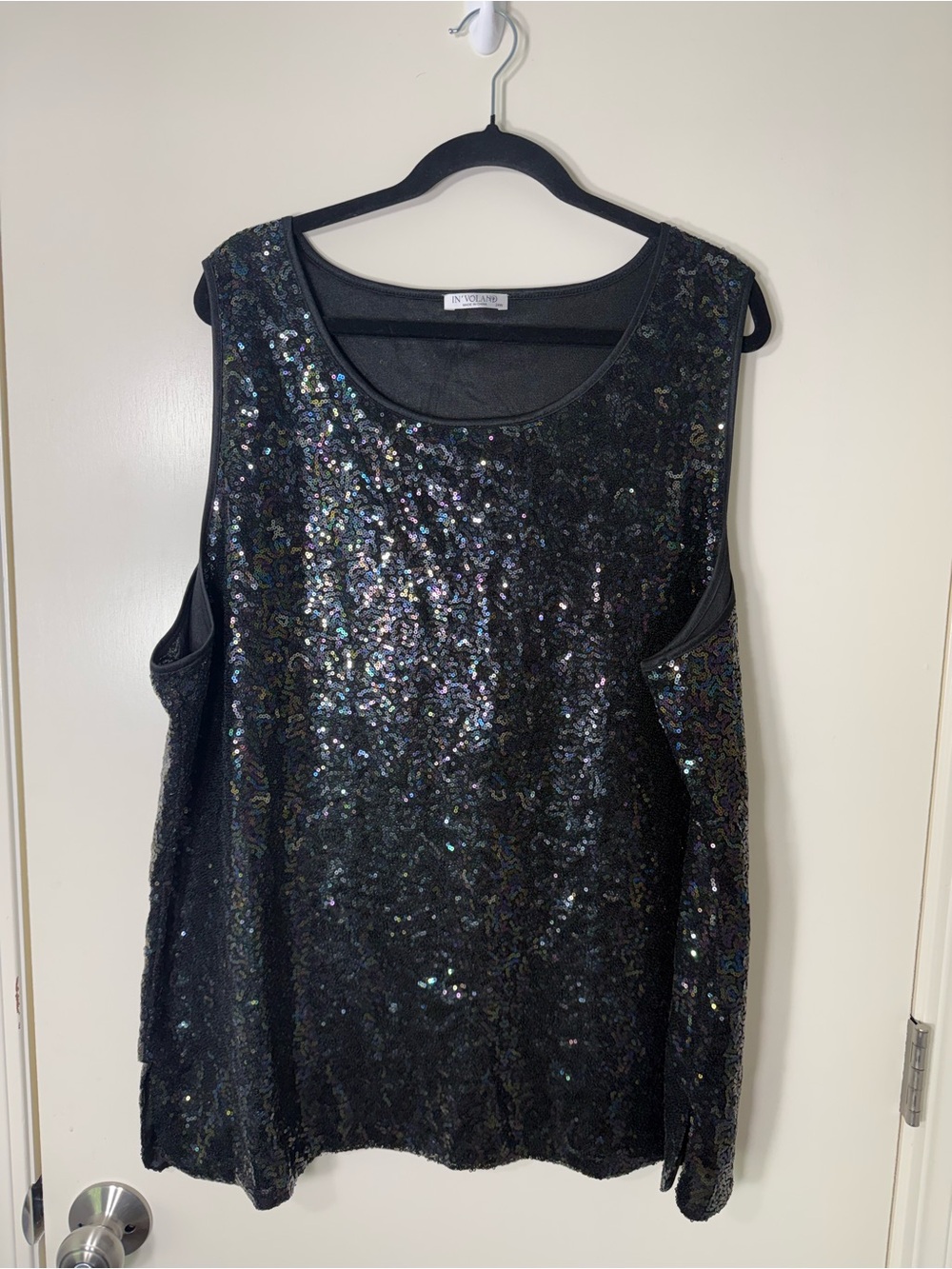 Women’s Black Iridescent Sequin Tank Top Plus Size 24W